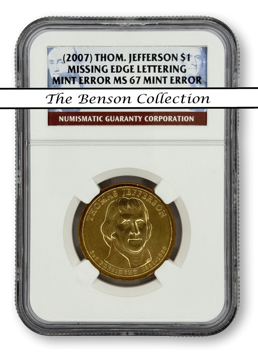 2007) JEFFERSON MISSING EDGE LETTERING $1 MS | Coin Explorer | NGC