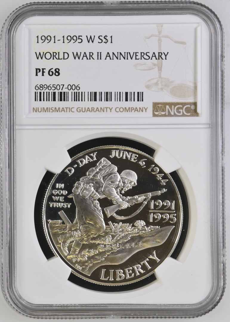 1991-1995 W WORLD WAR II ANNIVERSARY S$1 PF | Coin Explorer | NGC