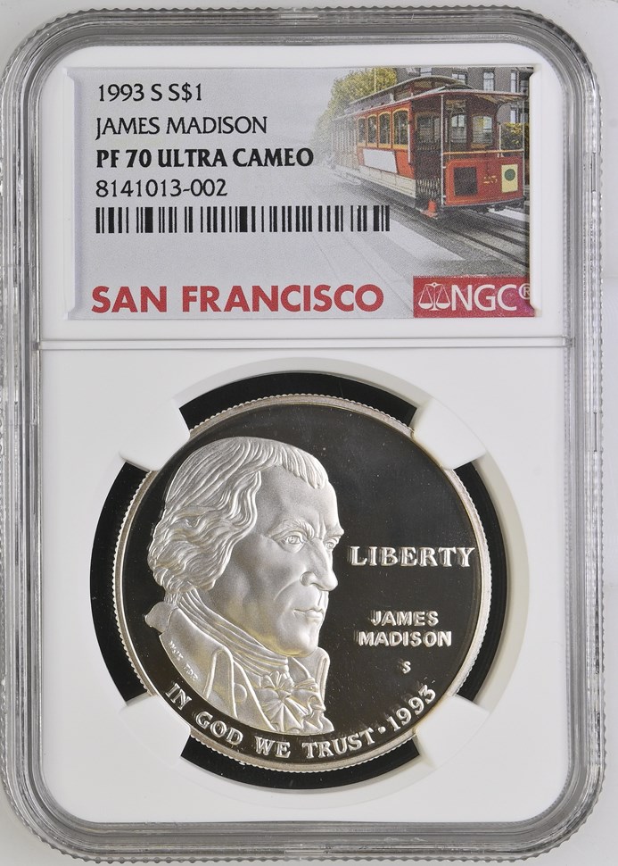 1993 S JAMES MADISON S$1 PF | Coin Explorer | NGC
