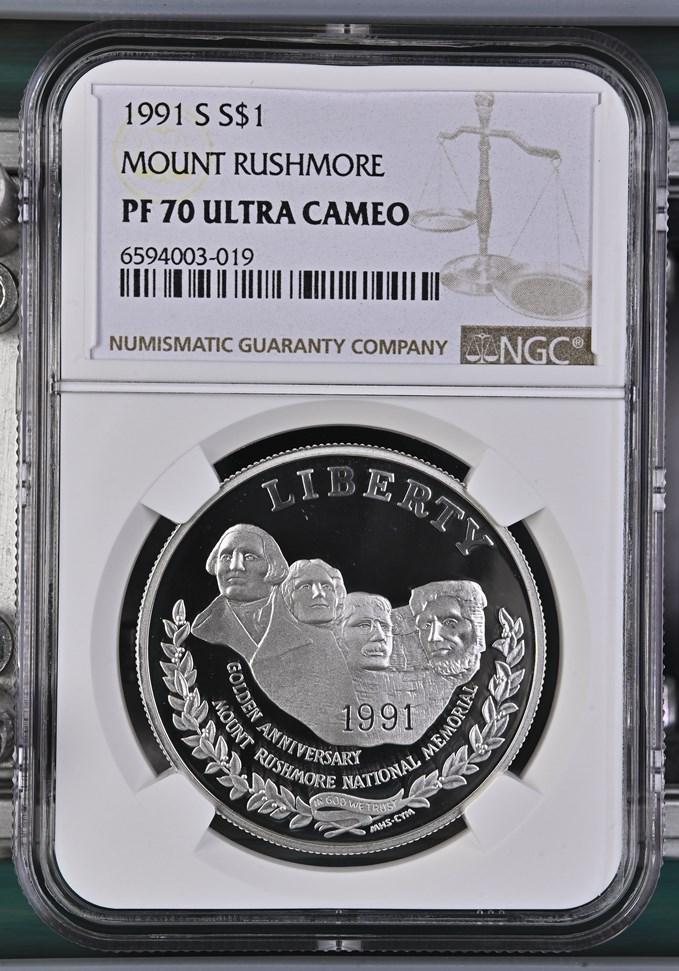 サ*ル様 ©1991年　激レア　USA製　ゴッド　ジーザス　サンダー　シングルス 1991 S USA US Mount RUSHMORE Presidents OLD Proof Silver Dollar