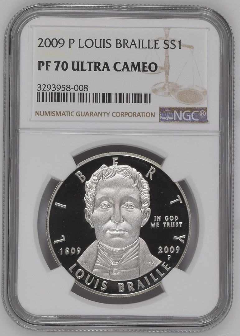 2009 P LOUIS BRAILLE S$1 PF | Coin Explorer | NGC