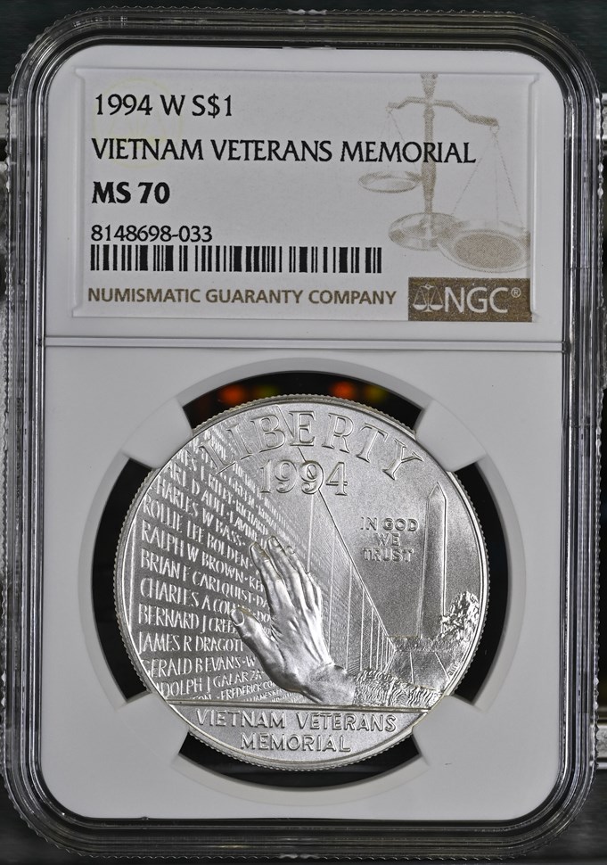 1994 W VIETNAM VETERANS MEMORIAL S$1 MS | Coin Explorer | NGC