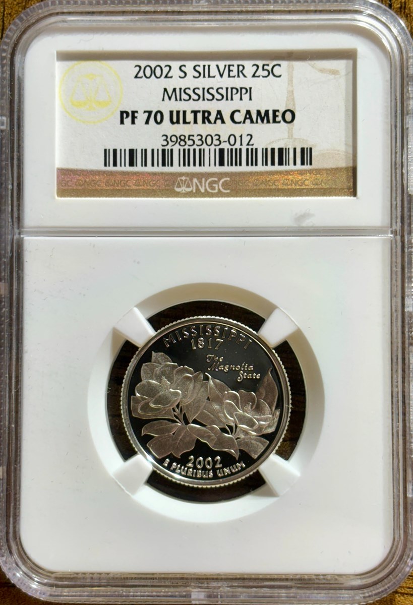 2002 S SILVER MISSISSIPPI 25C PF | Coin Explorer | NGC