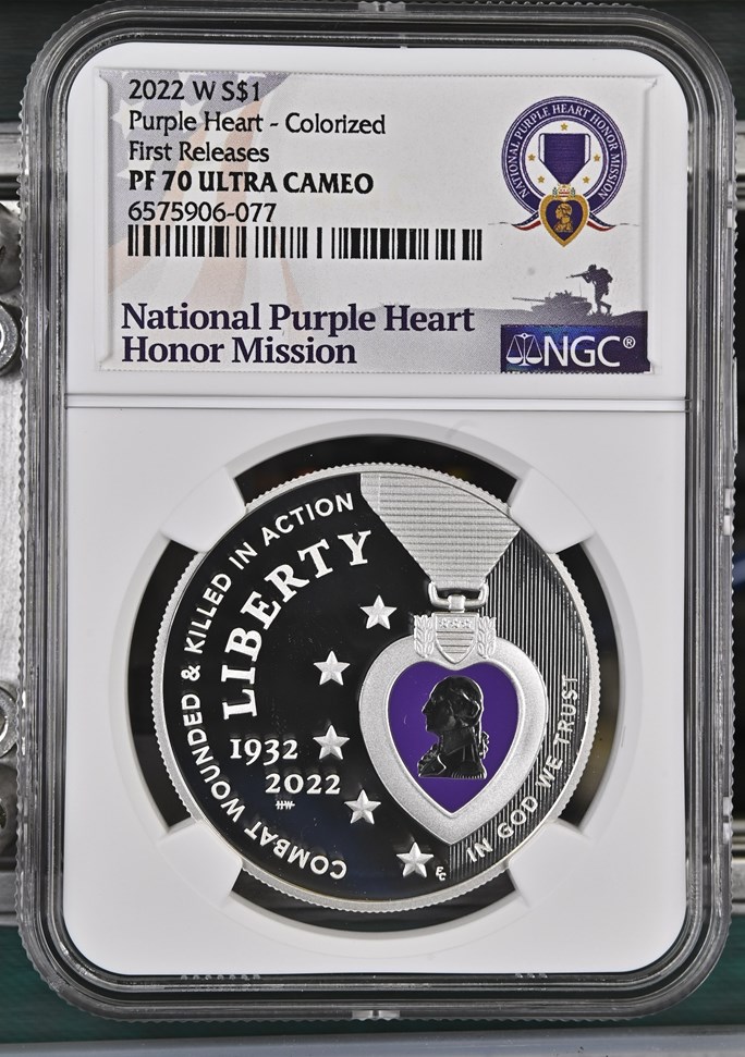 2022 W Purple Heart - Colorized S$1 PF | Coin Explorer | NGC