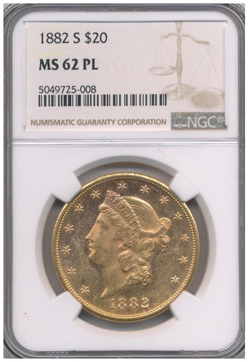 1882 S $20 MS | Coin Explorer | NGC