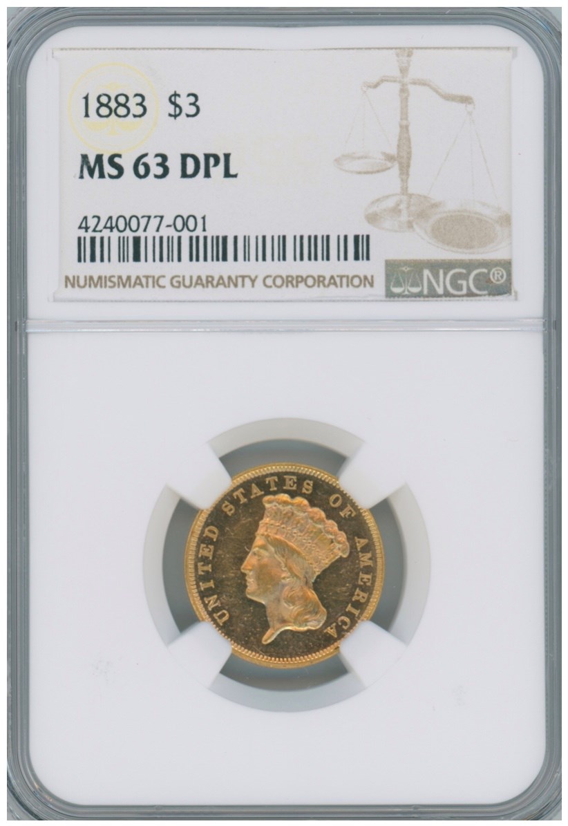 1883 $3 MS | Coin Explorer | NGC