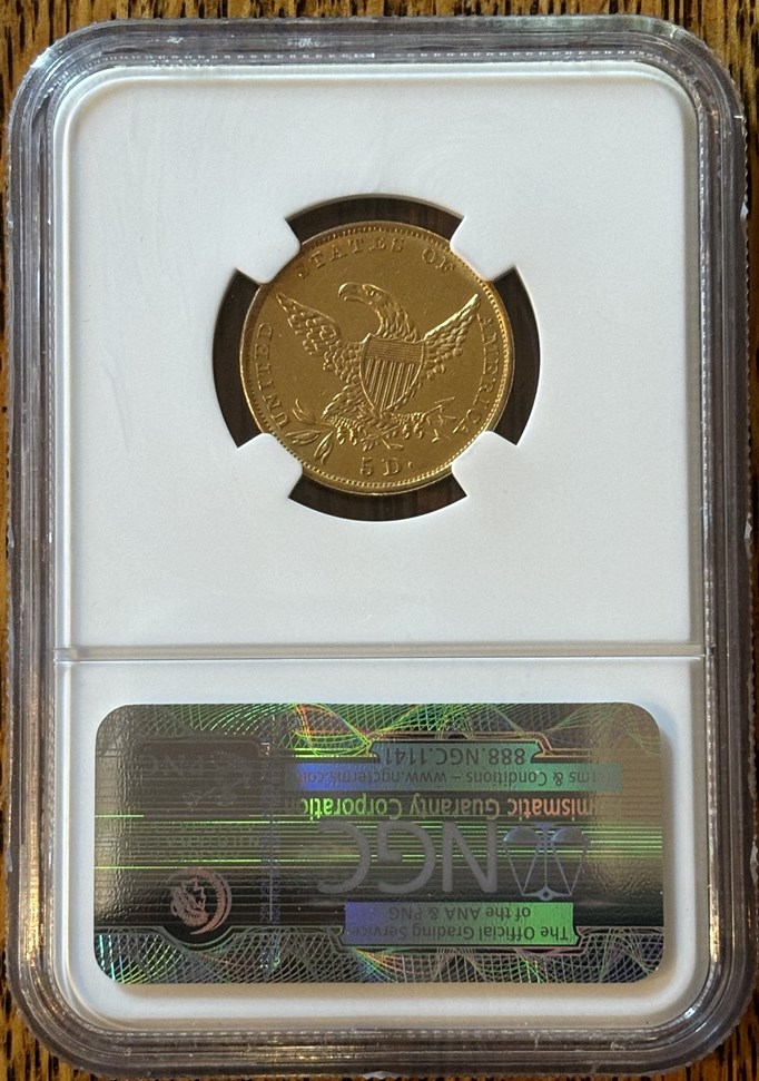 1834 CLASSIC SCRIPT 8 CROSSLET 4 HM-9 $5 MS | Coin Explorer | NGC