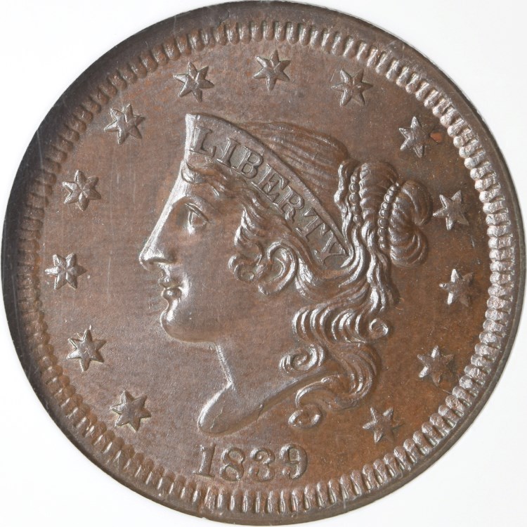 1839 HEAD OF 38 1C MS | Coin Explorer | NGC