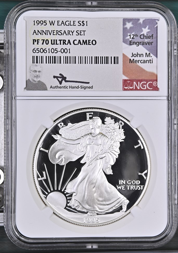 1995 W EAGLE ANNIVERSARY SET S$1 PF | Coin Explorer | NGC