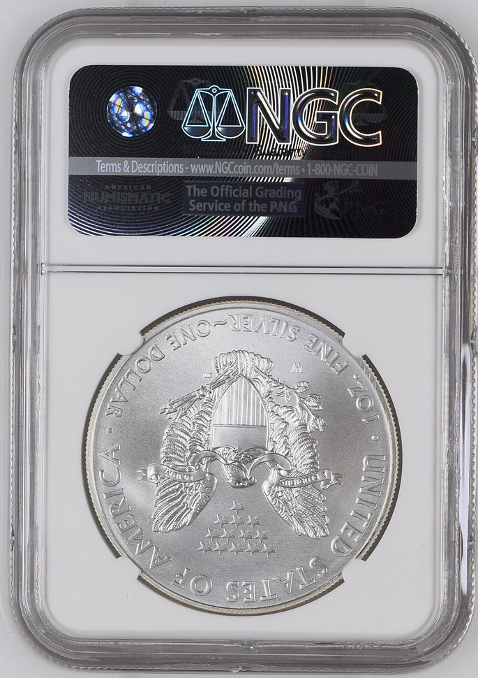 2014 W EAGLE BURNISHED SILVER EAGLE S$1 MS | Coin Explorer | NGC
