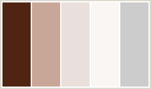 Cccccc Color Code ColorCombo191 with Hex Colors #4F2412 #C9A798 #E9E0DB #F9F6F4 #CCCCCC