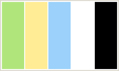ColorCombo216 with Hex Colors #B0E57C #FFEC94 #9BD1FA #FFFFFF #000000