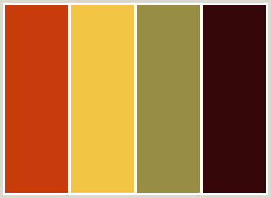 ColorCombo276 with Hex Colors #C73B0B #F2C545 #978E43 #350608