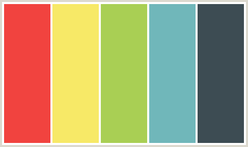 Color 37474f ColorCombo375 with Hex Colors #F1433F #F7E967 #A9CF54 #70B7BA #3D4C53
