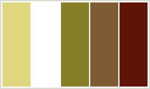 Color Ffe67f ColorCombo413 with Hex Colors #E0D67D #FFFFFF #867F27 #7E5B33 #601407