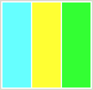 ColorCombo50 with Hex Colors #66FFFF #FFFF33 #33FF33