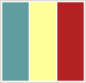 ColorCombo51 with Hex Colors #5F9EA0 #FFFF99 #B22222