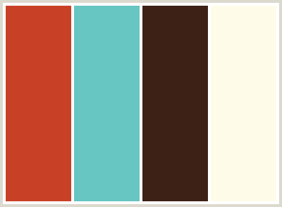 C52237 Color ColorCombo5218 with Hex Colors #C84127 #67C5C2 #3D2117 #FEFCE8