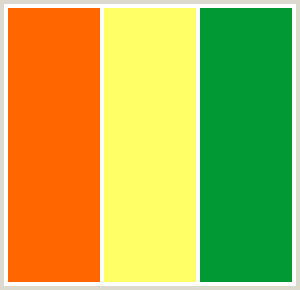 ColorCombo63 with Hex Colors #FF6600 #FFFF66 #009933