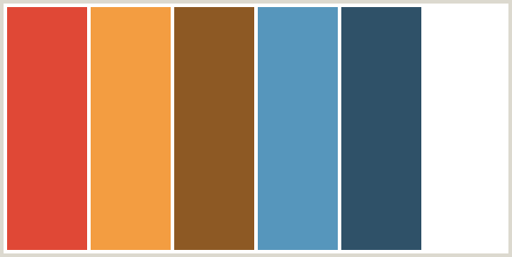 61439 Color Code ColorCombo6343 with Hex Colors #E04836 #F39D41 #8D5924 #5696BC #2F5168 ...