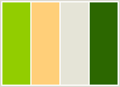 ColorCombo7 with Hex Colors #92CD00 #FFCF79 #E5E4D7 #2C6700