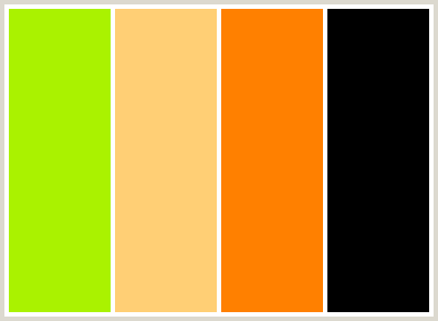 Ff800 Color ColorCombo70 with Hex Colors #AAF200 #FFCF75 #FF8000 #000000