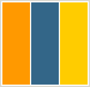 ColorCombo91 with Hex Colors #FF9900 #336688 #FFCC00