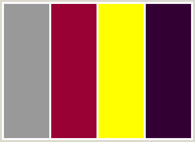 Color 99333 ColorCombo93 with Hex Colors #999999 #990033 #FFFF00 #330033