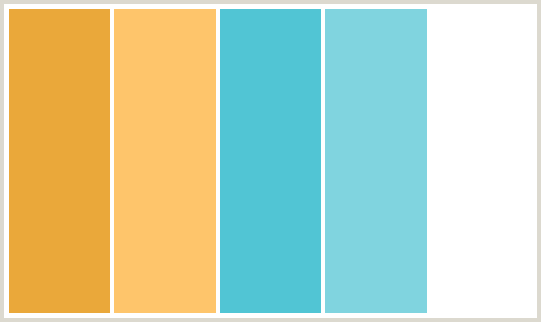 ColorCombo988 with Hex Colors #EAA83A #FEC56B #51C5D4 #80D4DF #FFFFFF