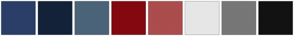 ColorCombo8941 with Hex Colors #2B3E67 #132239 #4B6378 #840810 #AC4D4D ...