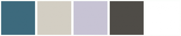 ColorCombo7695 with Hex Colors #3D6A7D #D3CEC3 #C7C3D4 #4F4C47 #FFFFFF