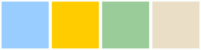 ColorCombo958 with Hex Colors #99CCFF #FFCC00 #99CC99 #EBDEC7
