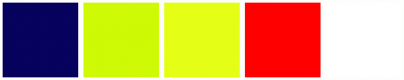 ColorCombo967 with Hex Colors #06025E #CEFA05 #E5FE15 #FF0000 #FFFFFF