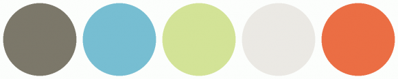 ColorCombo979 with Hex Colors #7C786A #77BED2 #D3E397 #EBE9E4 #EB6E44