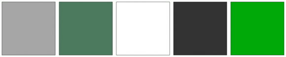 ColorCombo1008 with Hex Colors #A6A6A6 #4C7A5E #FFFFFF #333333 #00A808