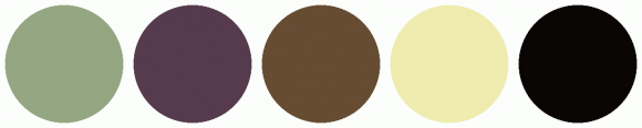 ColorCombo7931 with Hex Colors #94A682 #563B4E #664C32 #EFECAF #0B0606