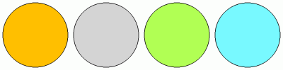 ColorCombo7953 with Hex Colors #FFBF00 #D4D4D4 #B1FF54 #78F9FF