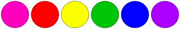 ColorCombo7954 with Hex Colors #FF00BF #FF0000 #FBFF00 #00C506 #0400FF ...