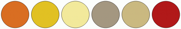 ColorCombo7971 with Hex Colors #D96E22 #E1C123 #F2E99B #A49780 #CAB980 ...
