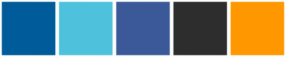 ColorCombo8158 with Hex Colors #005B9A #4EC2DC #3B5998 #2D2D2D #FF9800