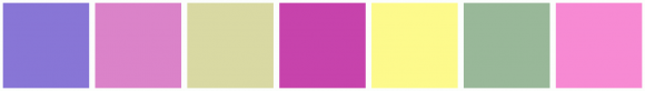 ColorCombo8448 with Hex Colors #8876D6 #DB83C9 #D9D9A3 #C743AC #FDFA8C ...