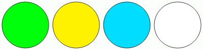 ColorCombo8480 with Hex Colors #00FF0B #FFF200 #00DDFF #FFFFFF
