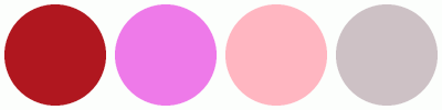 ColorCombo1182 with Hex Colors #B0171F #EE7AE9 #FFB6C1 #CDC1C5