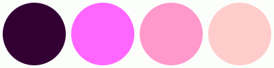 ColorCombo1215 with Hex Colors #330033 #FF66FF #FF99CC #FFCCCC