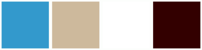 ColorCombo8499 with Hex Colors #3399CC #CDB99C #FFFFFF #330000