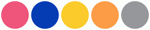 ColorCombo8652 with Hex Colors #EF557B #053CB3 #FBCB2B #FC9C46 #96979B