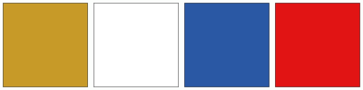 ColorCombo8556 with Hex Colors #C79A28 #FFFFFF #2A58A4 #E11414