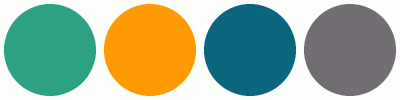ColorCombo1212 with Hex Colors #2DA184 #FF9A03 #0A667D #726D73