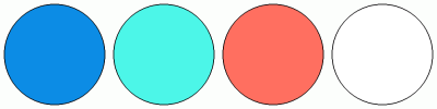 ColorCombo8659 with Hex Colors #0C8CE5 #4CF6E8 #FF6F60 #FFFFFF