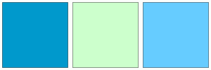 ColorCombo8634 with Hex Colors #0099CC #CCFFCC #66CCFF